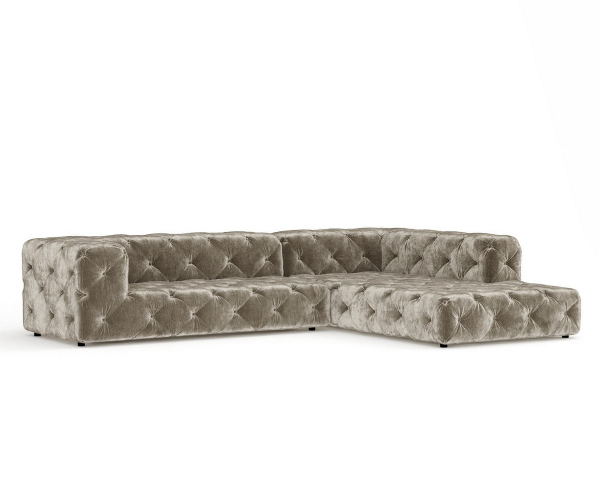 ECKSOFA Cosimo Beige Chenille - Beige/Schwarz, Holz/Holzwerkstoff (325/228cm) - Maison de Reve