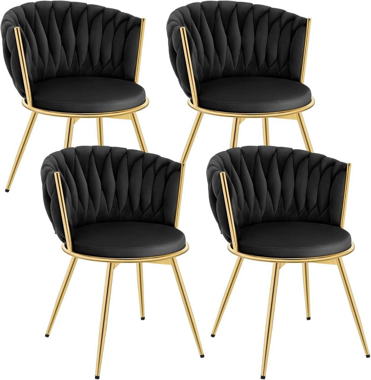 ESSZIMMERSTUHL 4er Set, drehbar, Samt, Schwarz - Goldfarben/Schwarz, Textil/Metall (60.5/78/59.5cm) - Woltu