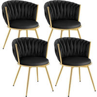 ESSZIMMERSTUHL 4er Set, drehbar, Samt, Schwarz - Goldfarben/Schwarz, Textil/Metall (60.5/78/59.5cm) - Woltu