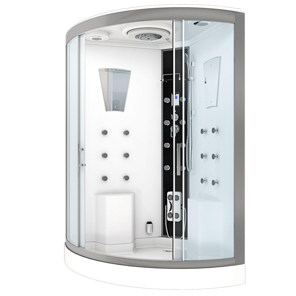 DAMPFDUSCHE Duschkabine D26-EH-EA 130x130 cm - Weiß, Glas/Kunststoff (130/130/220cm) - AcquaVapore by Sandra Jentho