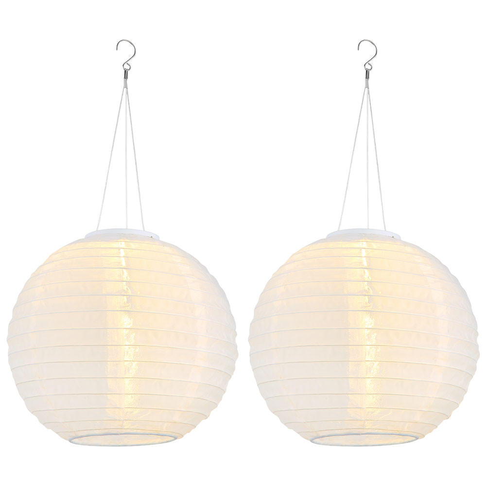 LED AUSSENHÄNGELEUCHTE Lampion Weiß 2er Set - Weiß, Metall (30/30/55cm) - Globo Lighting