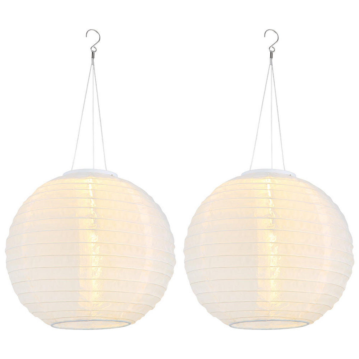 LED AUSSENHÄNGELEUCHTE Lampion Weiß 2er Set - Weiß, Metall (30/30/55cm) - Globo Lighting