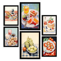POSTER Set Mit 6 Picknick In Foodies A3 & A4 Schwarzer Rahmen - Schwarz, Papier (29/3cm) - Nacnic