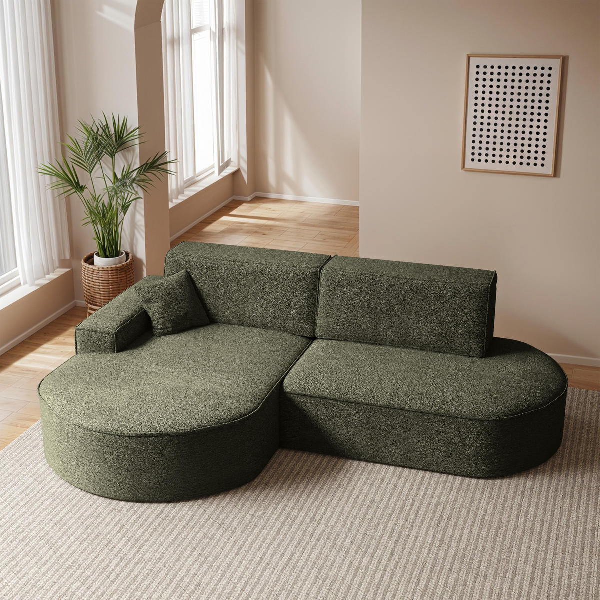 ECKSOFA Modena Pro - Komfort Und Stil stoff Arena Grün Links - Grün, Holz (278/179cm) - Kaiser Möbel