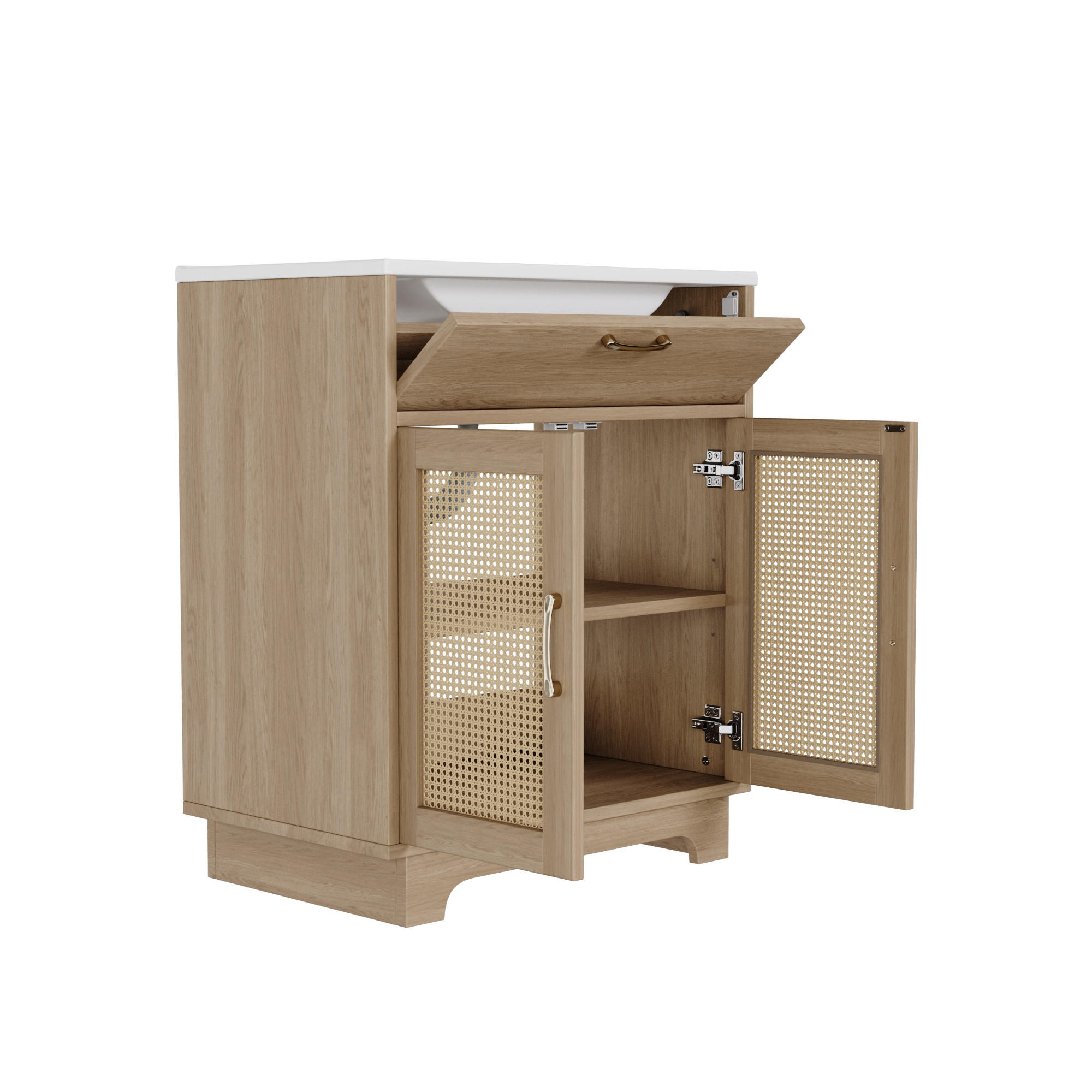 BADEZIMMERWASCHTISCH freistehend 76 x 46 x 88 cm MDF Natur mit Keramikbecken - Naturfarben, Holzwerkstoff (46/88/76cm) - Beauniv