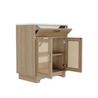 BADEZIMMERWASCHTISCH freistehend 76 x 46 x 88 cm MDF Natur mit Keramikbecken - Naturfarben, Holzwerkstoff (46/88/76cm) - Beauniv