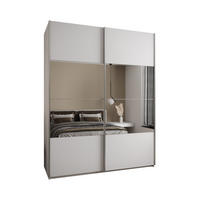 SCHWEBETÜRENSCHRANK 245,5/190/64 2-türig - Silberfarben/Weiß, Holz/Metall (190/245/64cm) - Abiks Möbel
