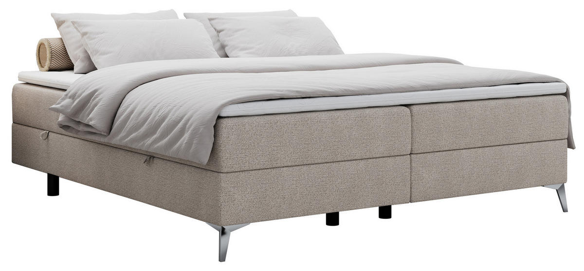 BOXBETT LESS 200/200 Beige Struktur - H3 - Beige, Holz/Textil (200/200cm) - MKS