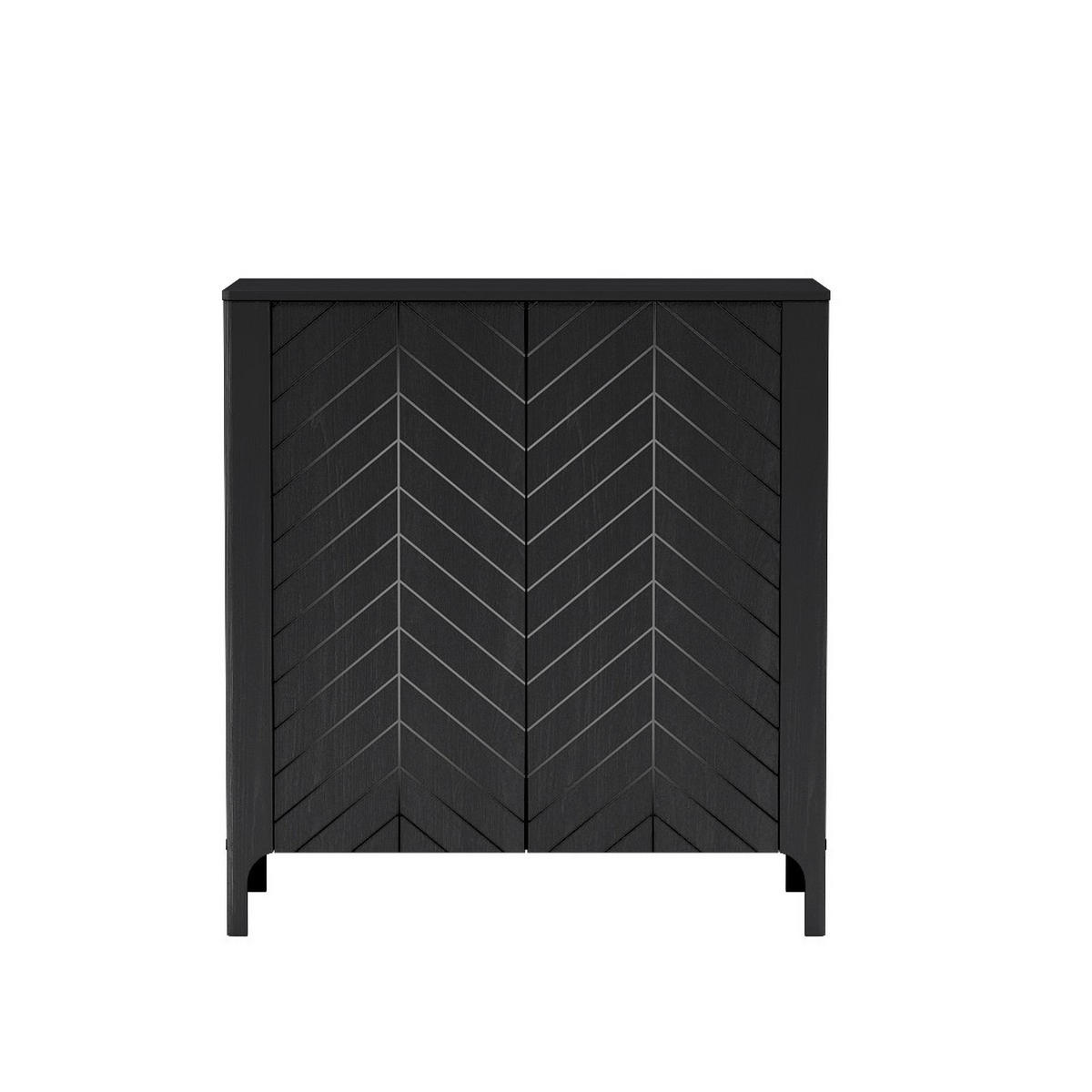 KOMMODE Lumi Schwarz, zweitürige Kommode - Schwarz, Holzwerkstoff (103/95/41cm) - Bettso