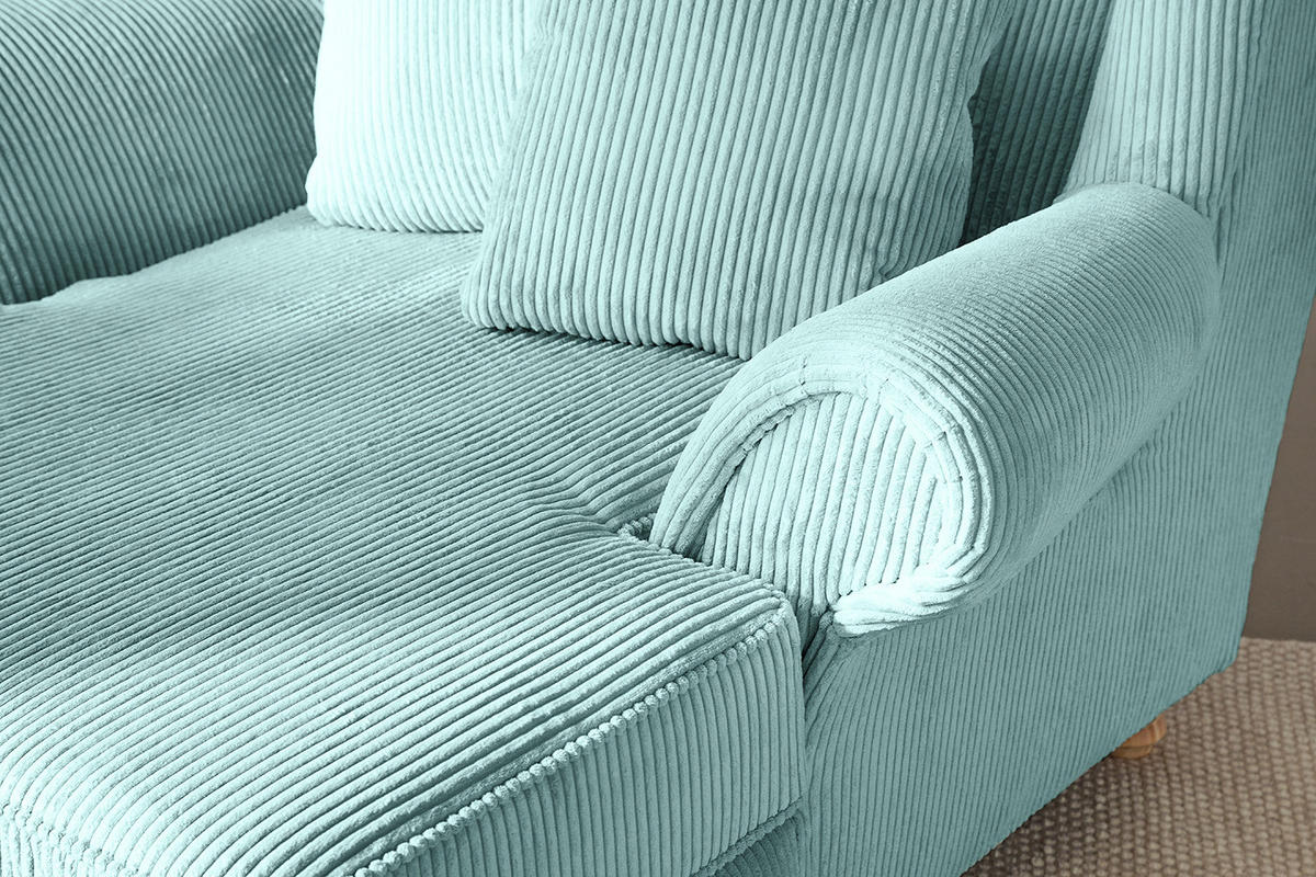 XXL SESSEL - Cord - Hellblau, Holz/Textil (135/100/128cm) - home24