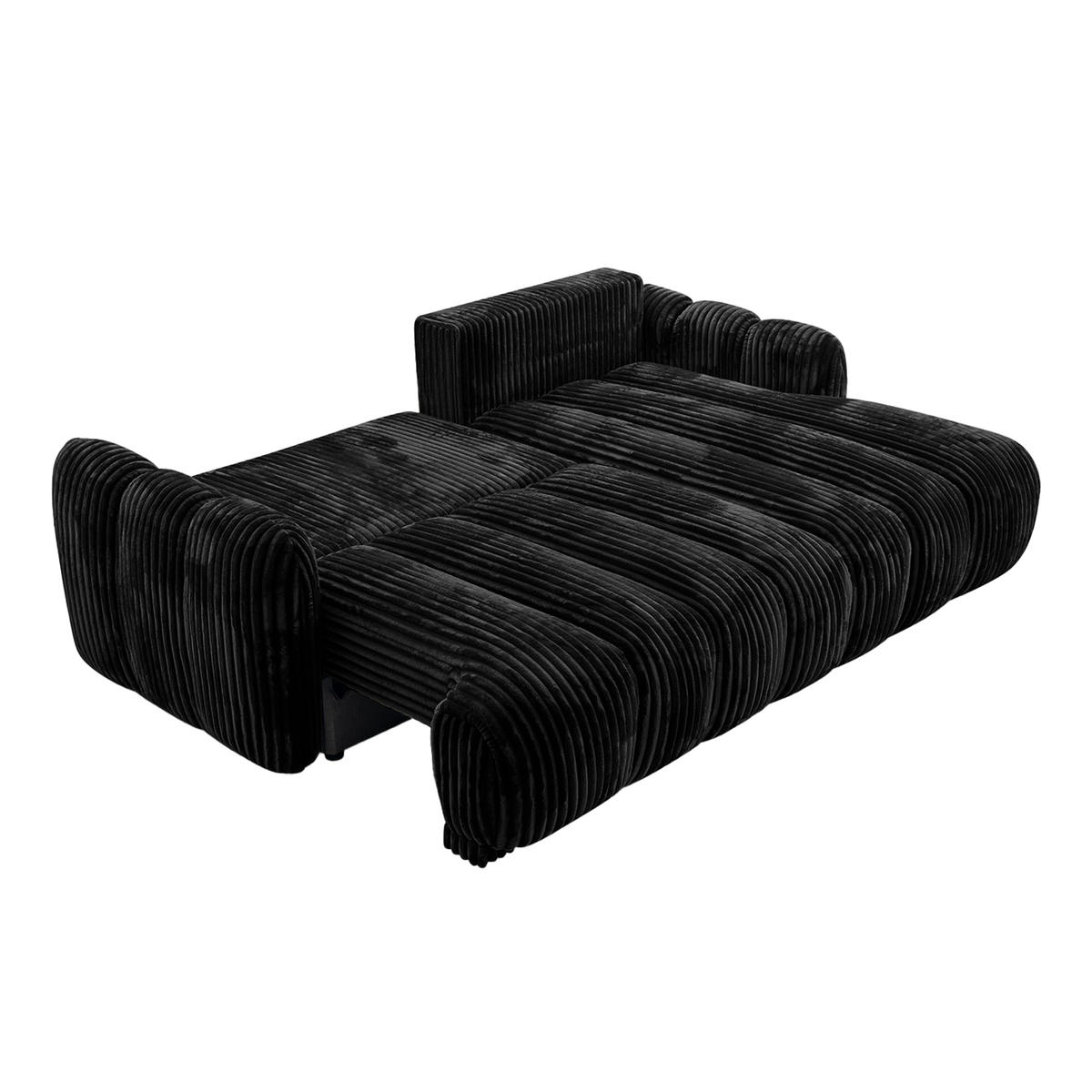 ECKSOFA CAMILO mit Schlaffunktion, Schwarz - Schwarz, Textil (220/150cm) - Fedve