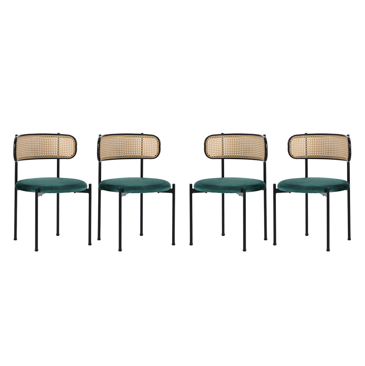 ESSZIMMER-SET 5-tlg. mit Samtstühlen und rechteckigem Esstisch Schwarz/Grau - Schwarz, Metall (70/75/140cm) - Meubliv