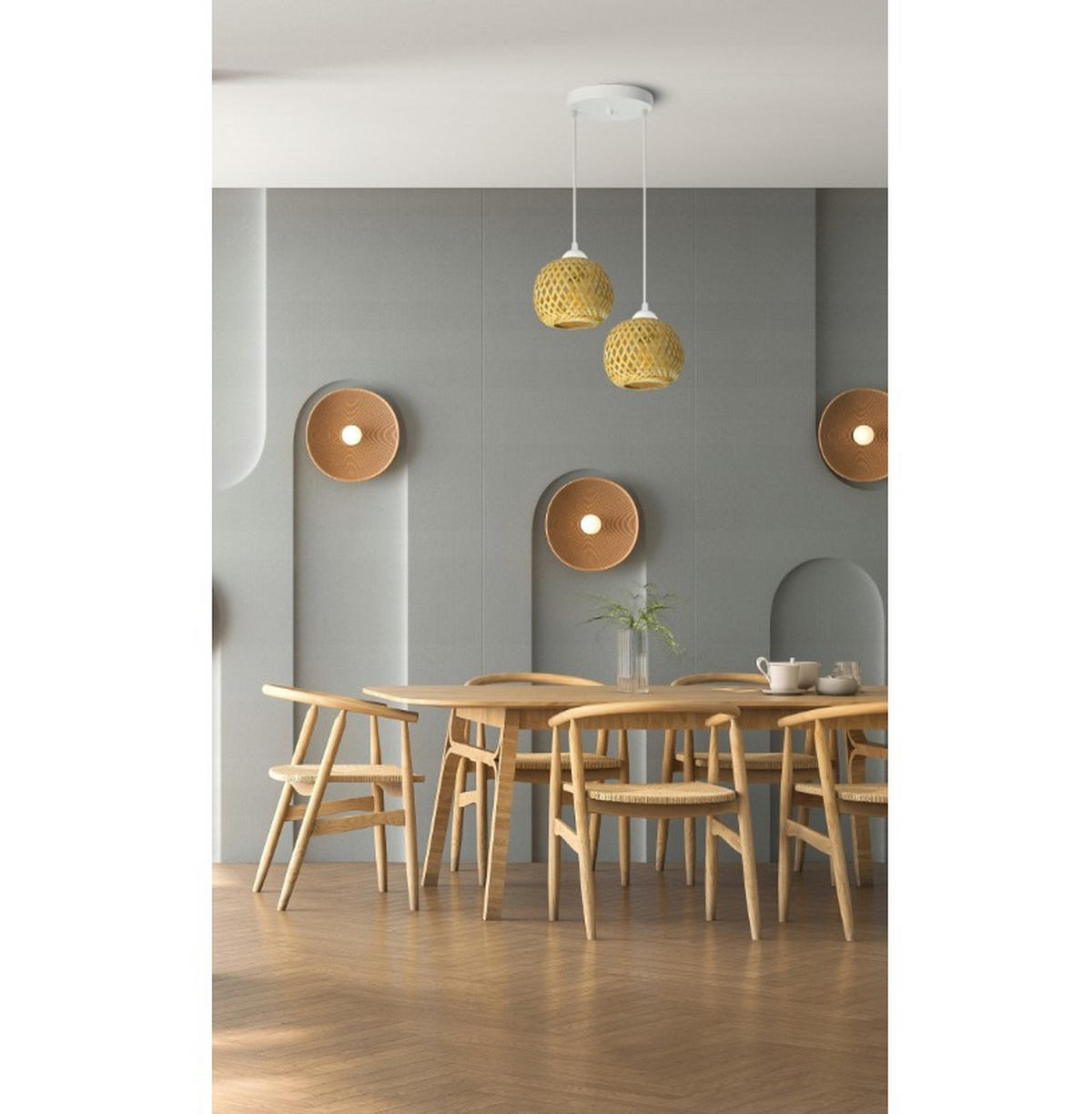 PENDELLEUCHTE BOHO - Beige/Weiß, Glas/Metall (15/25/100cm) - kiki design