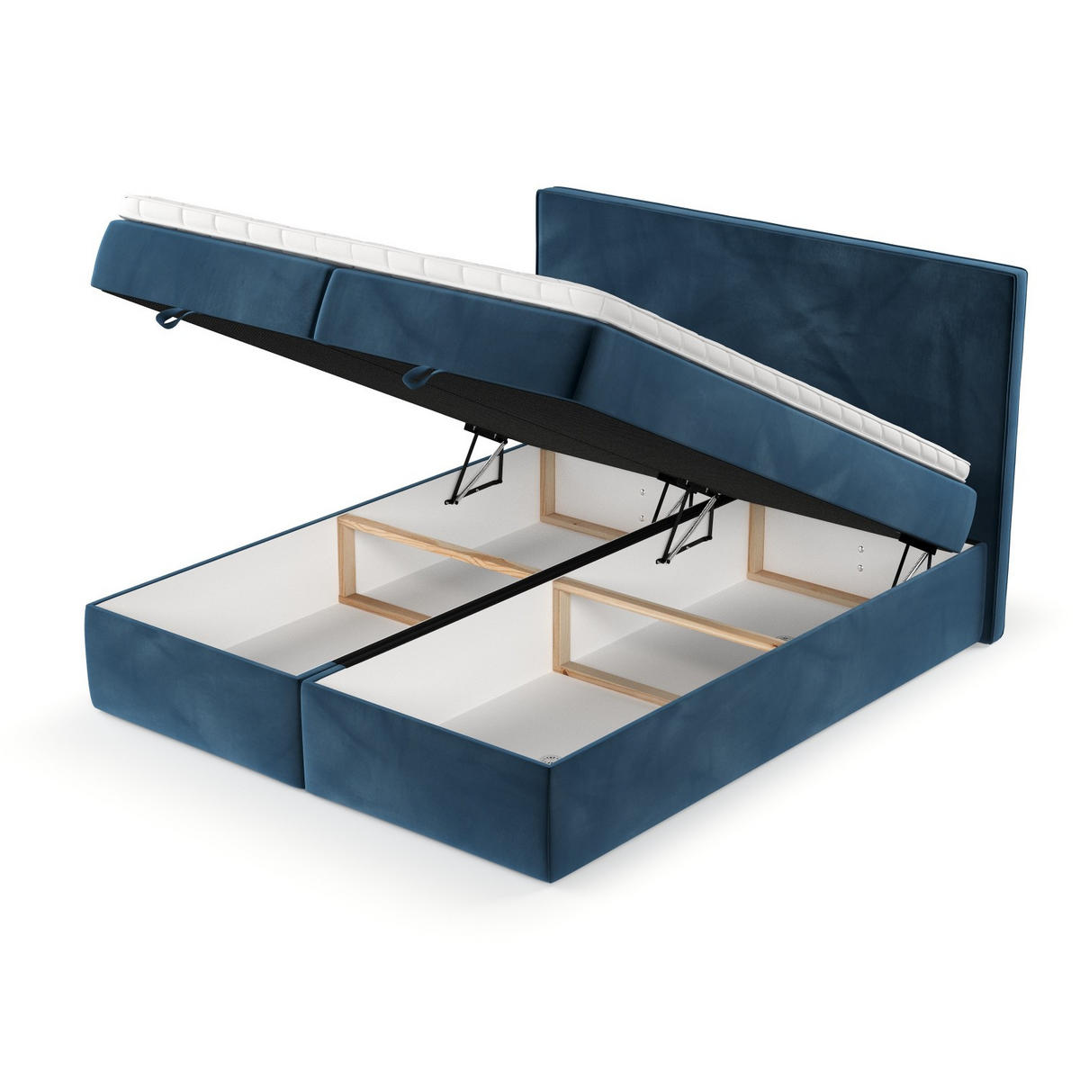 BOXBETT Velma 180/200 cm Dunkelblau im Kronos Stoff - Schwarz/Dunkelblau, Holz/Holzwerkstoff (180/200cm) - AltaBeds