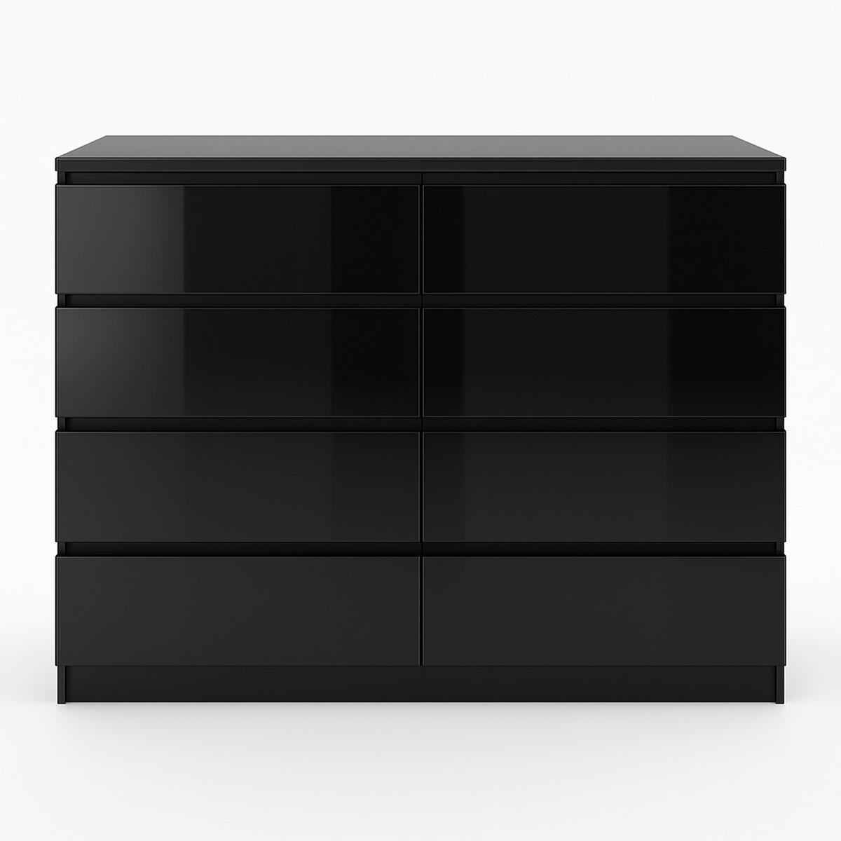 KOMMODE bella8 120 schwarz hochglanz - Schwarz Hochglanz, Holzwerkstoff (119/98/35cm) - roe furniture
