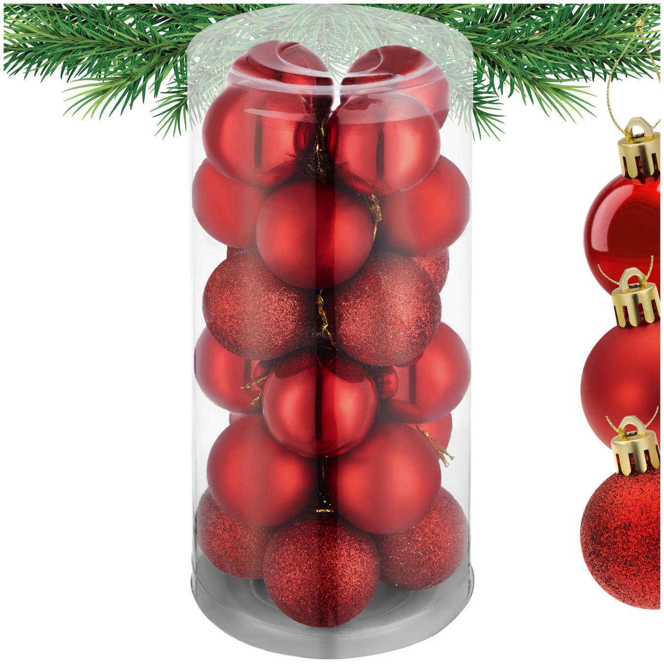 WEIHNACHTSKUGELN ,Durchmesser 4 cm,rot - Rot, Textil (4/4/4cm) - tectake