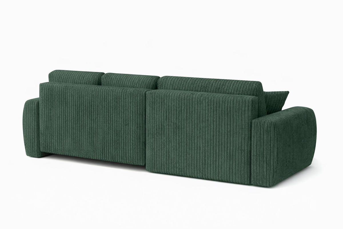 ECKSOFA Mit Schlaffunktion Und Bettkasten L-Form Ivo L, Cordstoff Poso, Grün, Rechts - Grün, Holz (250/142cm) - Kaiser Möbel