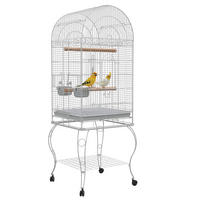 VOGELKÄFIG DE-17819 auf Rollen mit Ablage & Edelstahlnäpfen Weiß - Weiß, Metall (51/153/51cm) - ComfortXL
