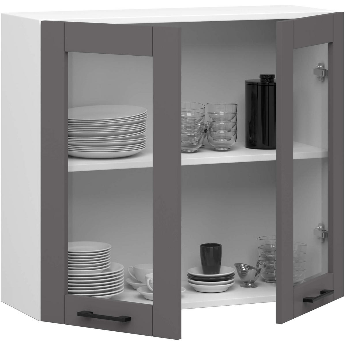 HÄNGESCHRANK Weiß, Graphit Grau 72/80/30,5 - Dunkelgrau/Weiß, Holzwerkstoff (80/72/30cm) - RAUMHIRSCH FURNITURE