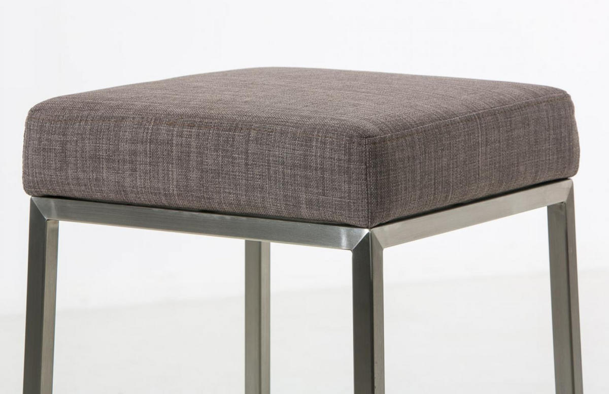 BARHOCKER 2er Set Stoff grau - Edelstahlfarben/Grau, Textil/Metall (37/85/37cm) - CLP