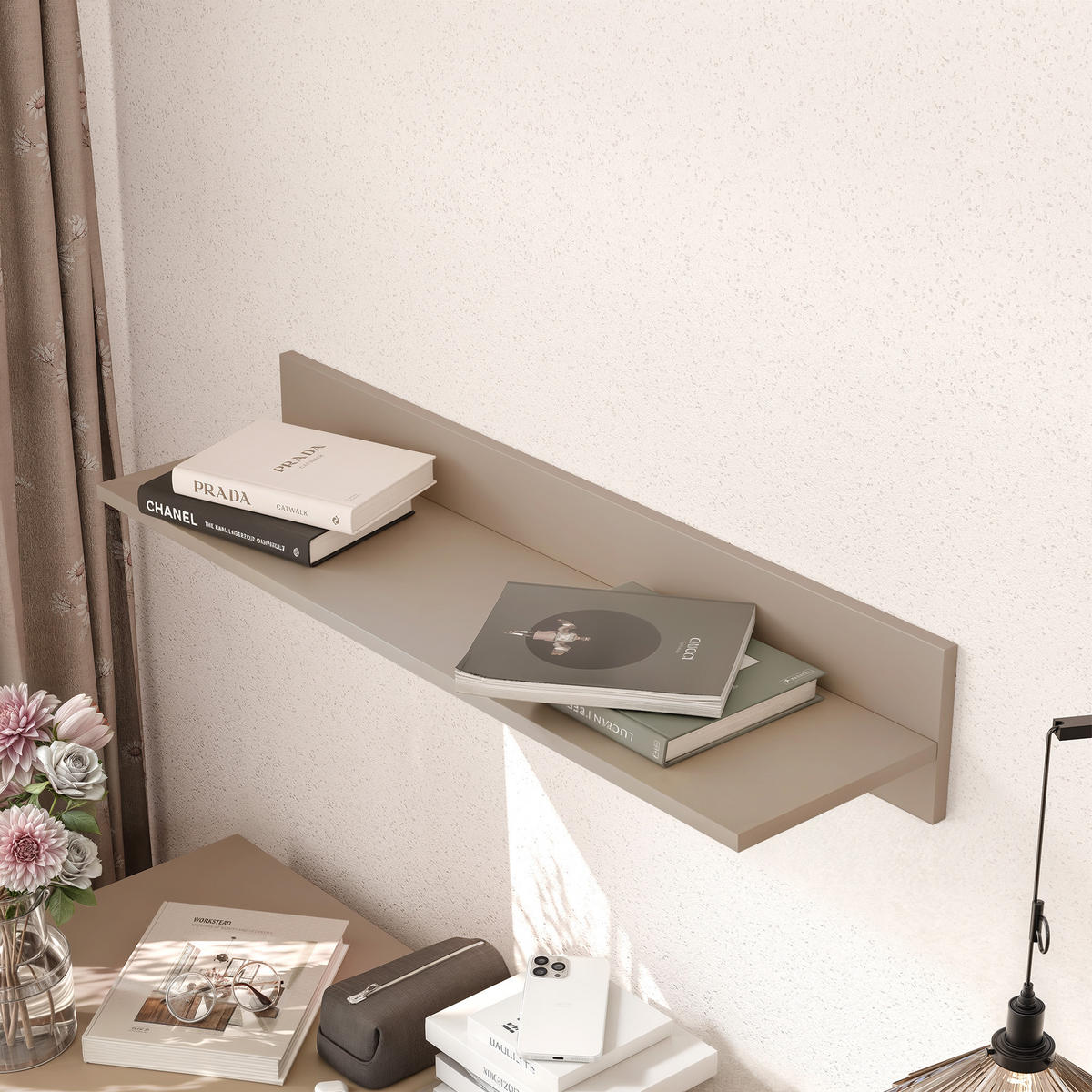 HÄNGEREGAL VALERIO 90/24/16 cm Macchiato - Cappuccino, Holzwerkstoff (90/16/24cm) - Idohome