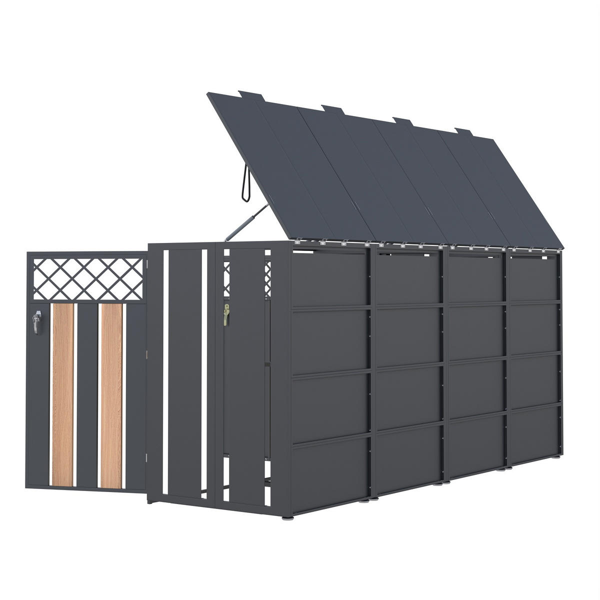 MÜLLTONNENBOX 2 Türen abschließbar Klappdeckel Lüftung - Multicolor, Metall (160/249/264cm) - FLIEKS