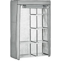 KLEIDERSCHRANK 103/43/162,5 cm grau aus Stoff mit Kleiderstange und 6 Fächern - Grau, Textil (43/162.5/103cm) - OKWISH