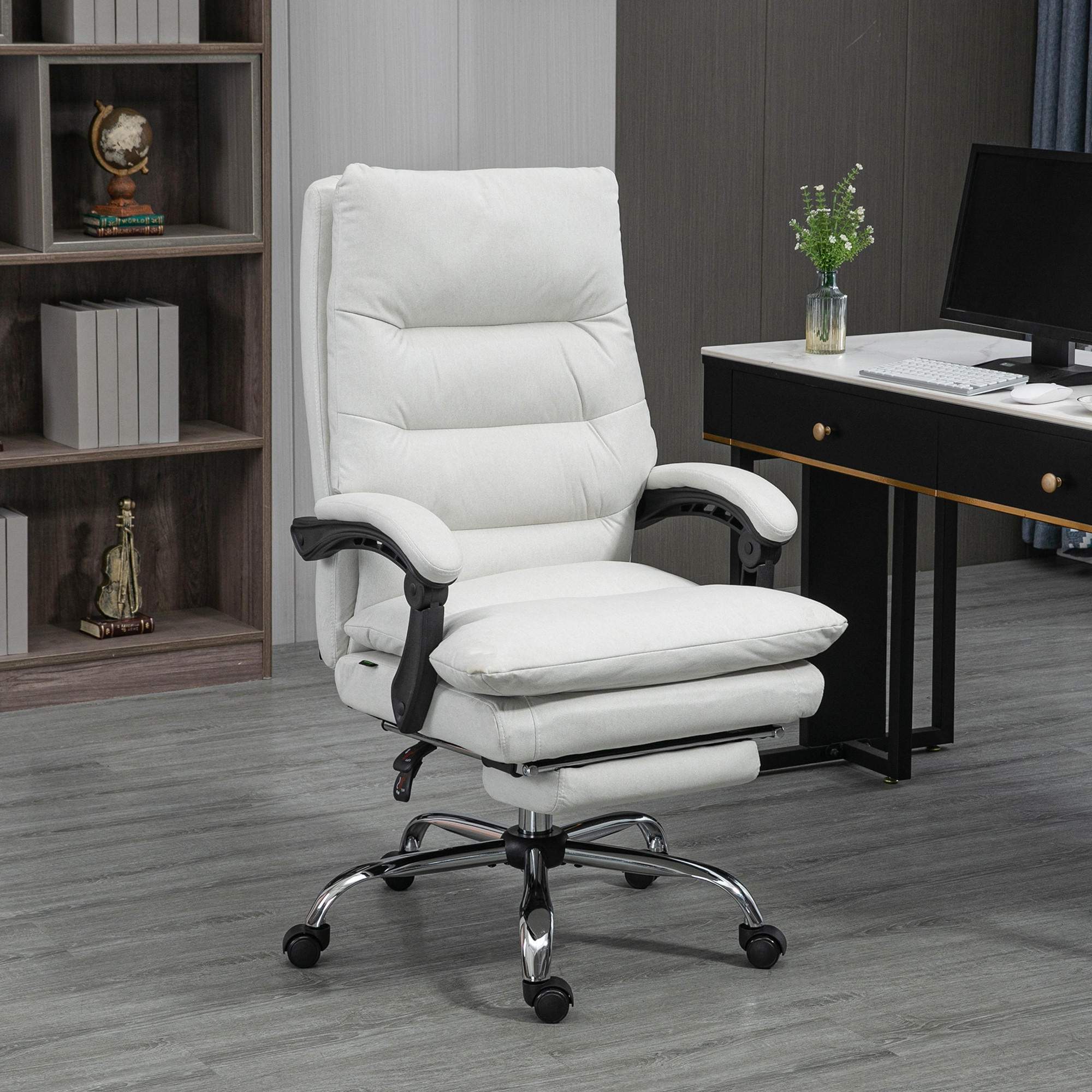 BÜROSTUHL mit Massagefunktion, Creme - Weiß, Kunststoff (72/117/65cm) - Vinsetto