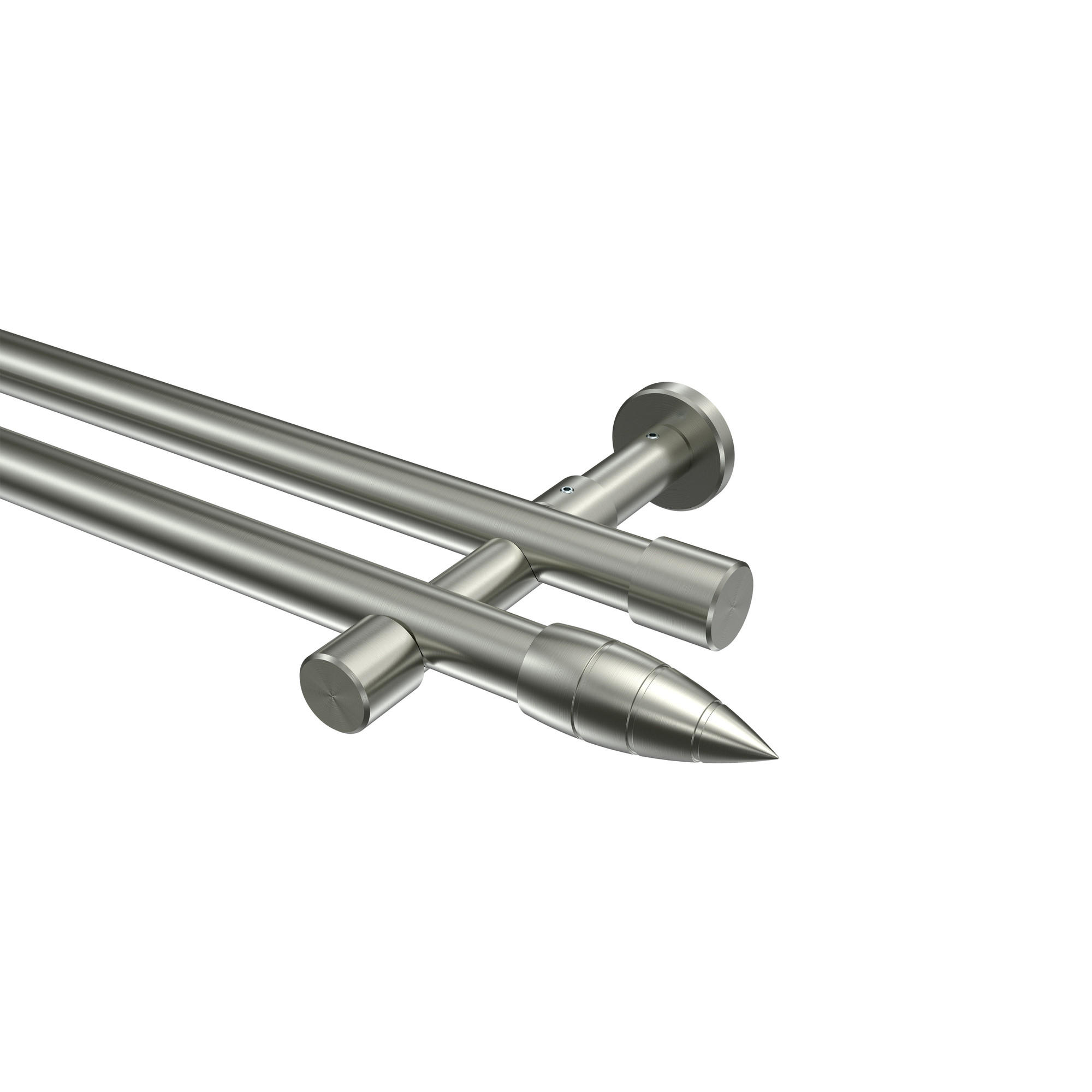 GARDINENSTANGEN-SET Prestige Samanto 520 cm (geteilt in 4 x 130 cm), 2-läufig (ohne Ringe), 20 mm Ø Edelstahl-Optik - Edelstahlfarben, Metall (520cm) - INTERDECO