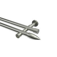 GARDINENSTANGEN-SET Prestige Samanto 420 cm (geteilt in 3 x 140 cm), 2-läufig (ohne Ringe), 20 mm Ø Edelstahl-Optik - Edelstahlfarben, Metall (420cm) - INTERDECO