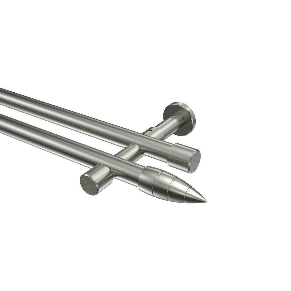 GARDINENSTANGEN-SET Prestige Samanto 420 cm (geteilt in 3 x 140 cm), 2-läufig (ohne Ringe), 20 mm Ø Edelstahl-Optik - Edelstahlfarben, Metall (420cm) - INTERDECO