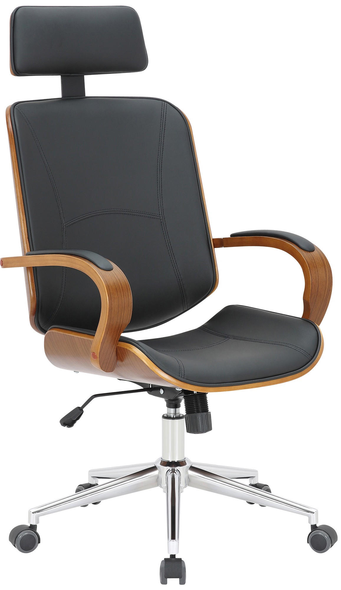 DREHSTUHL Lederlook Walnuss/Schwarz - Walnussfarben/Schwarz, Textil/Metall (70/118/70cm) - CLP