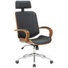 DREHSTUHL Lederlook Walnuss/Schwarz - Walnussfarben/Schwarz, Textil/Metall (70/118/70cm) - CLP