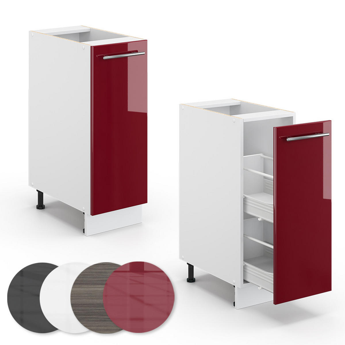 APOTHEKERSCHRANK Fame-Line Bordeaux Hochglanz 30 cm, AP Eiche - Bordeaux/Weiß, Holzwerkstoff (30/82/60cm) - Vicco