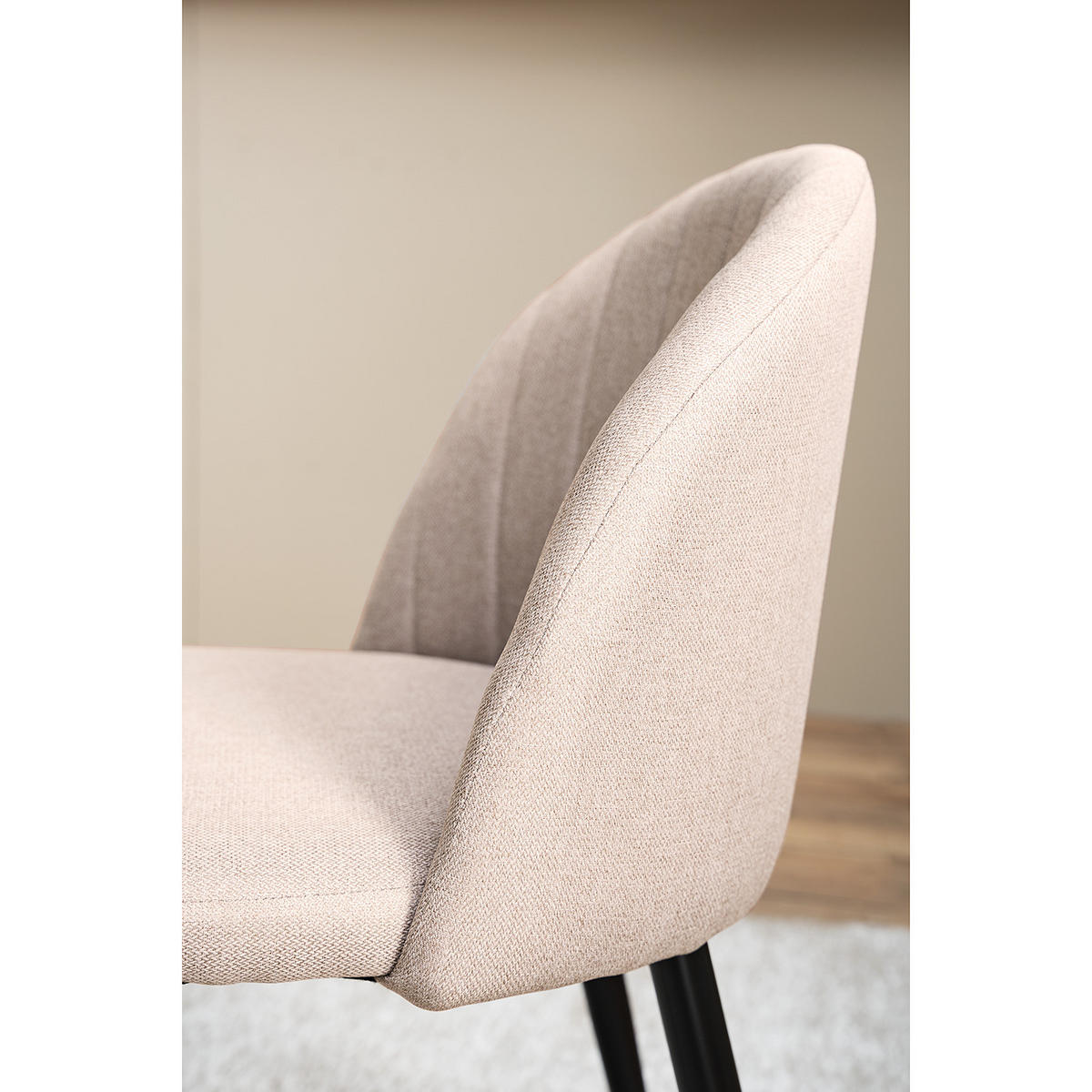 POLSTERSTUHL - 2er-Set - Webstoff / Eisen - Beige, Textil/Metall (49/81/51cm) - home24