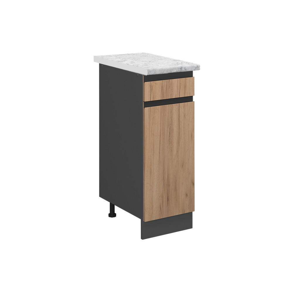 SCHUBLADENSCHRANK R-Line Goldkraft Eiche 30 cm AP Marmor - Honigeiche/Anthrazit, Holzwerkstoff (30/81.6/60cm) - Vicco