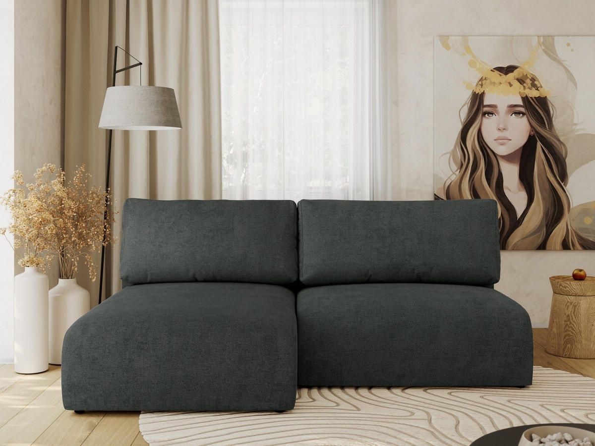 ECKSCHLAFSOFA VIVO L Dunkelgrau Struktur - links - Dunkelgrau/Schwarz, Kunststoff/Textil (223/150cm) - MKS