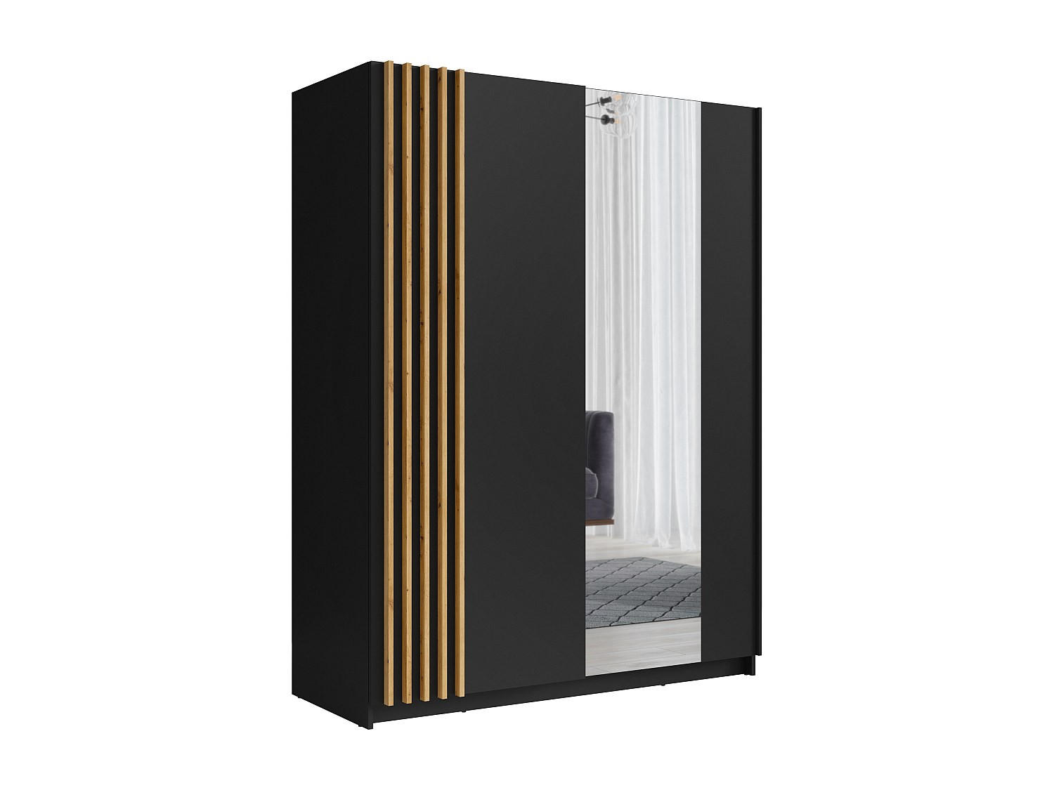 KLEIDERSCHRANK - 150.6 cm x 62 cm - Holz, Platte - Schwarz CALELA - Schwarz, Holz (150.6/198.5/62cm) - Vente-Unique