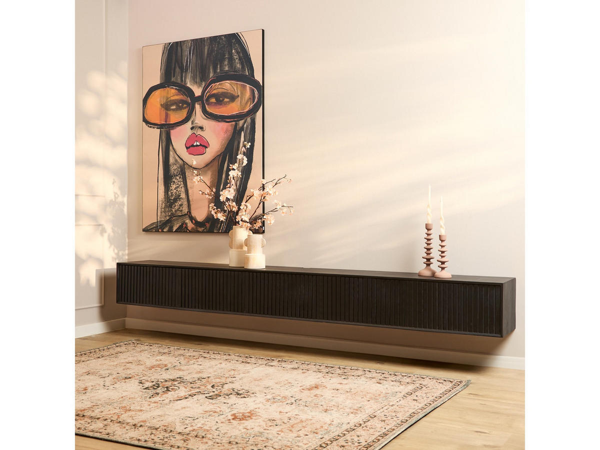 LOWBOARD Dimora Mangoholz 280 cm / 35 cm Schwarz - Schwarz, Holz (280/30/35cm) - Villa Möbel