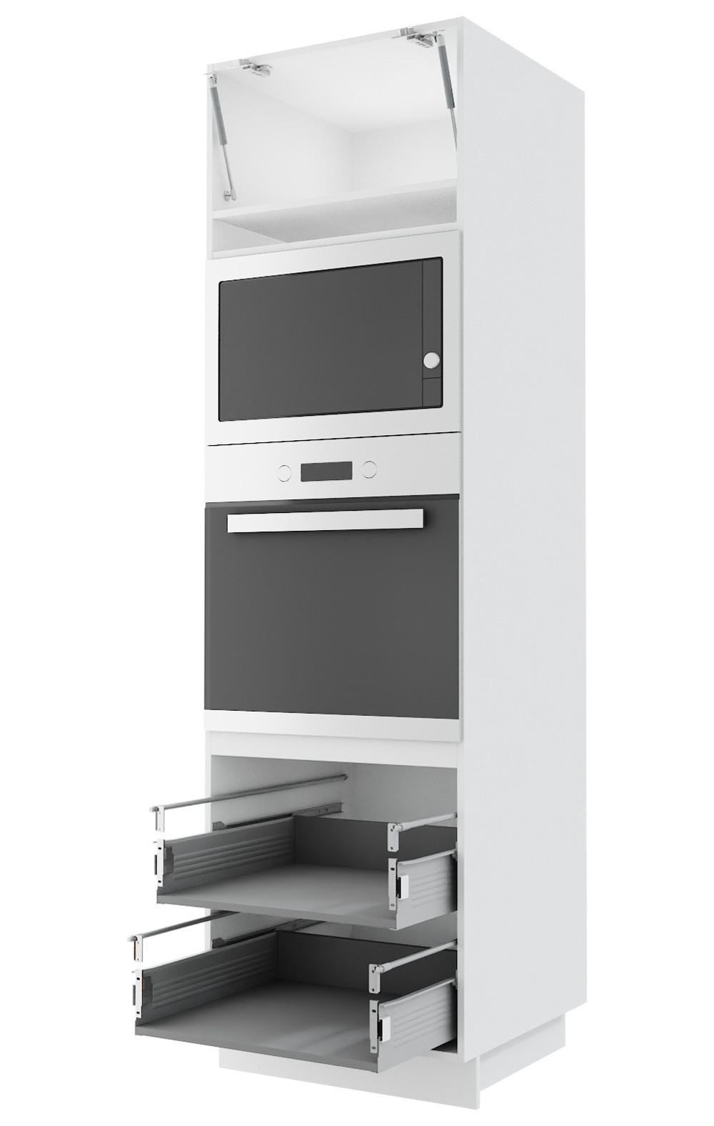 BACKOFEN-HOCHSCHRANK Kvantum D14/RU/2M/284 Dust Grey Matt / Weiß Matt 60 / 59 / 207cm - Weiß/Grau, Holz/Holzwerkstoff (60/207/59cm) - Feldmann-Wohnen