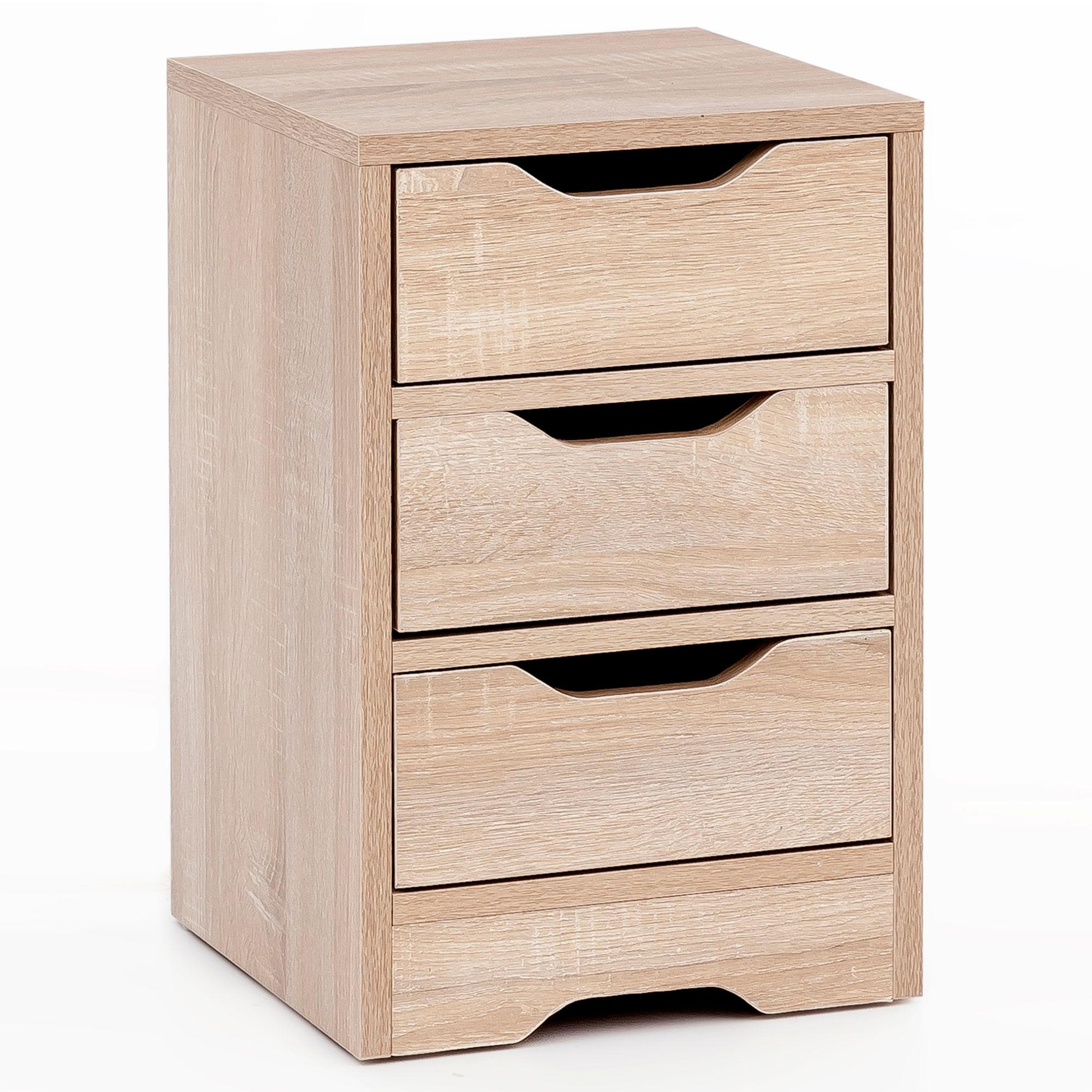 NACHTTISCH 3 Schubladen Modern Kratzfest Wasserabweisend, Beige 31x31x49 cm - Beige/Braun, Holz (31/49/31cm) - KADIMA DESIGN