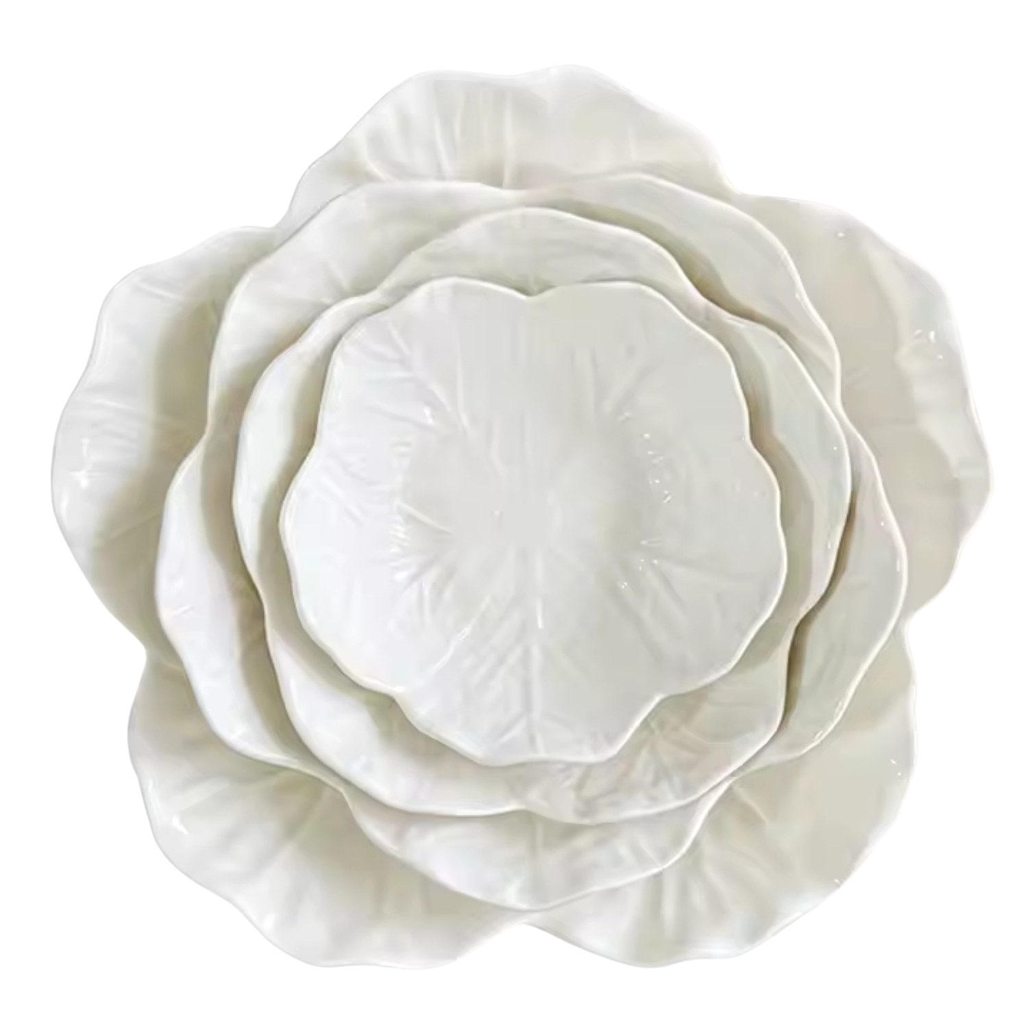 SCHALENSET 4-tlg. Keramik Blütenform Weiß 22,9/15,2/12,7/12 cm - Weiß Hochglanz, Keramik - Quality Elegance