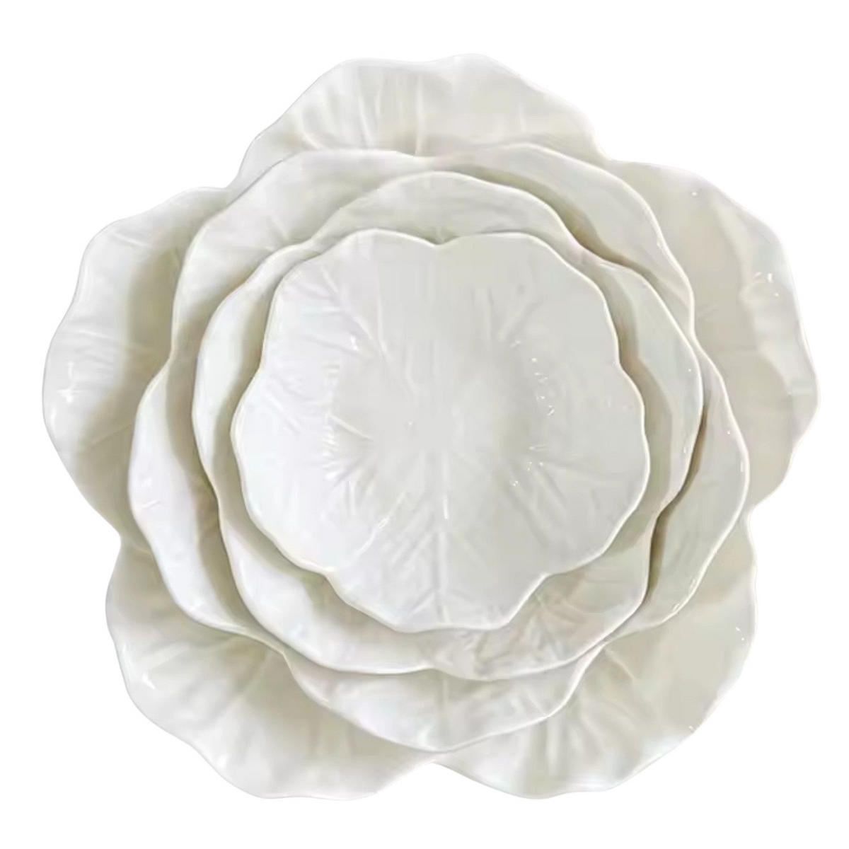 SCHALENSET 4-tlg. Keramik Blütenform Weiß 22,9/15,2/12,7/12 cm - Weiß Hochglanz, Keramik - Quality Elegance