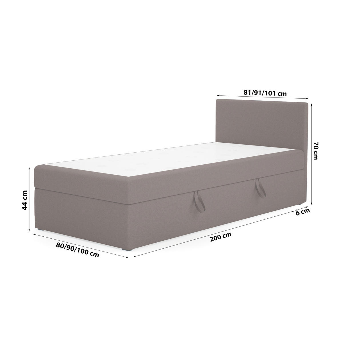 BOXBETT Verdig Mini Basic 100x200 Dunkelbraun Rechts - Braun, Holz (100/200cm) - Fedve