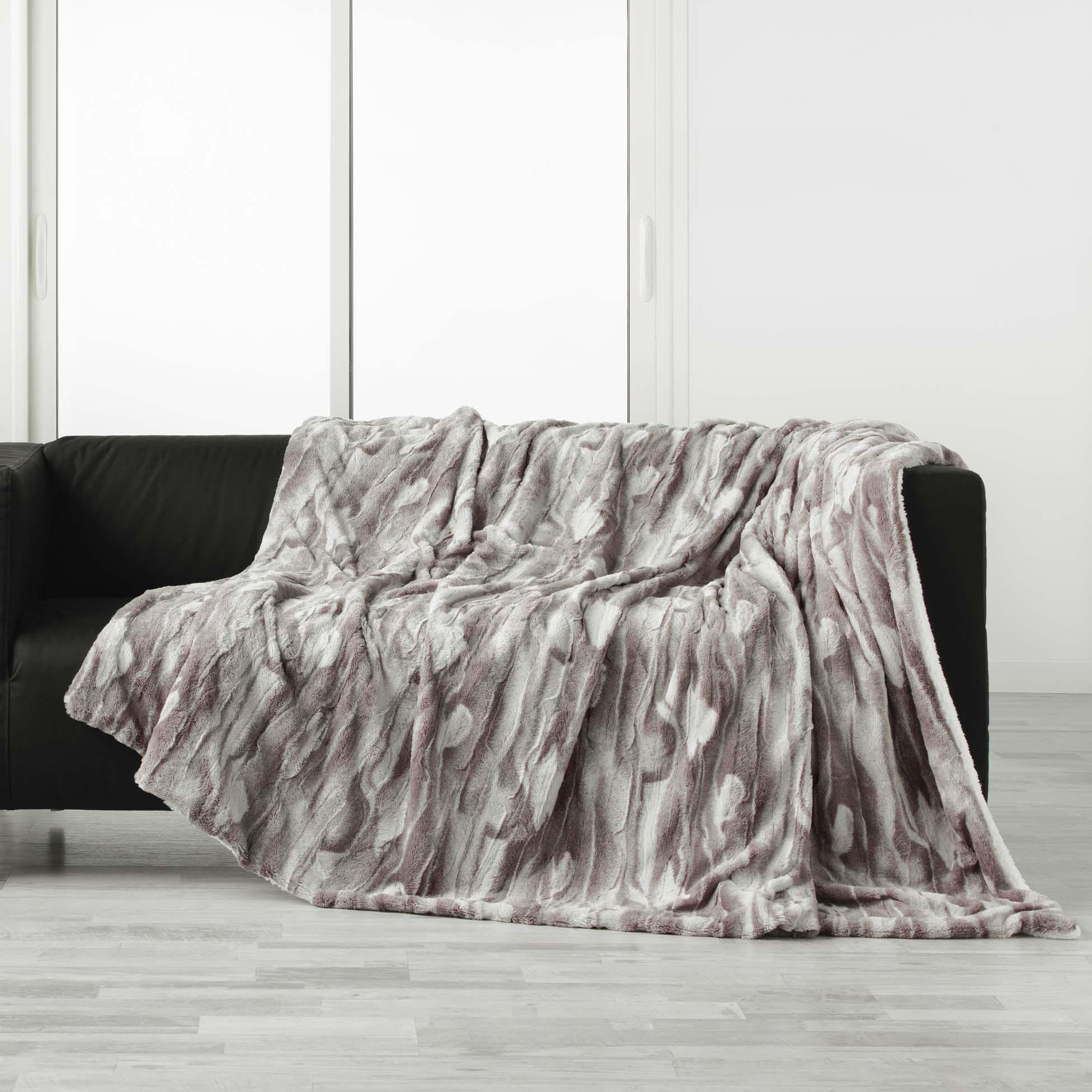 PLÜSCHDECKE Caribou - Grau, Textil (220/180cm) - Douceur d´intérieur