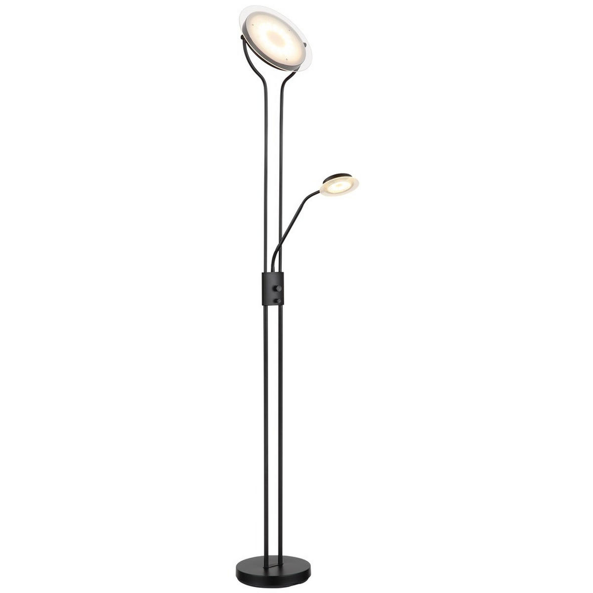STEHLEUCHTE BRIANT LED Metall Schwarz matt Lesefunktion - Schwarz, Glas (28/25.5/180cm) - Globo Lighting