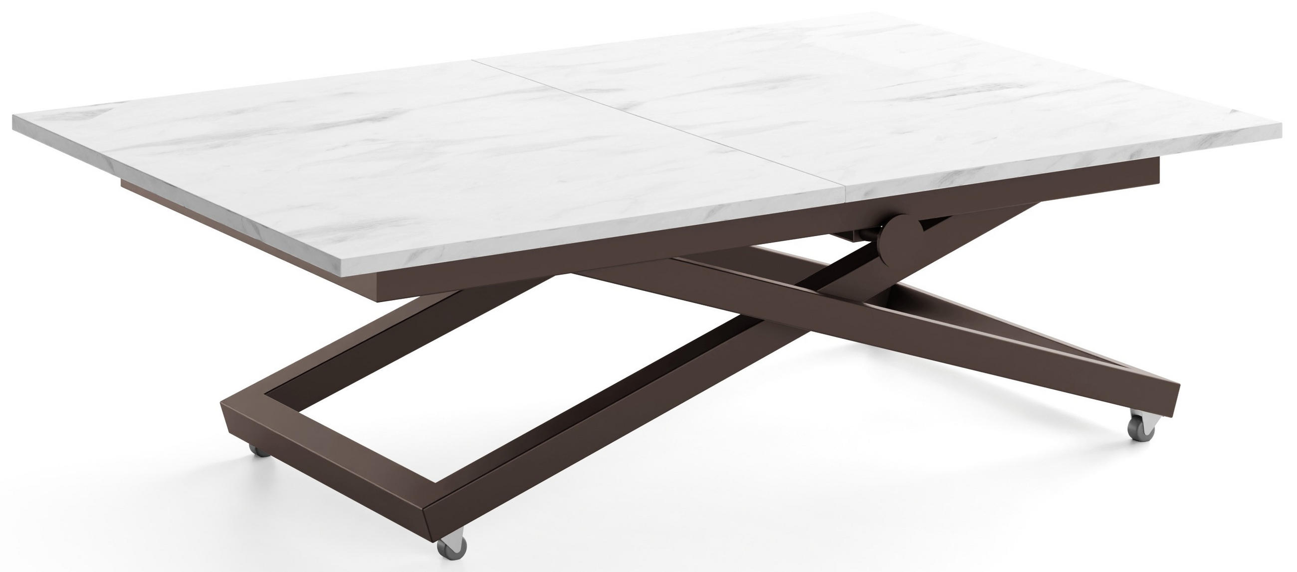 COUCHTISCH Axen höhenverstellbar ausziehbar, Marmor Weiß 120-160/80/38-75 cm - Ecru/Weiß, Holzwerkstoff/Metall (80/160/75cm) - WFL GROUP
