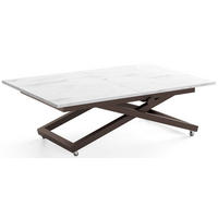 COUCHTISCH Axen höhenverstellbar ausziehbar, Marmor Weiß 120-160/80/38-75 cm - Ecru/Weiß, Holzwerkstoff/Metall (80/160/75cm) - WFL GROUP