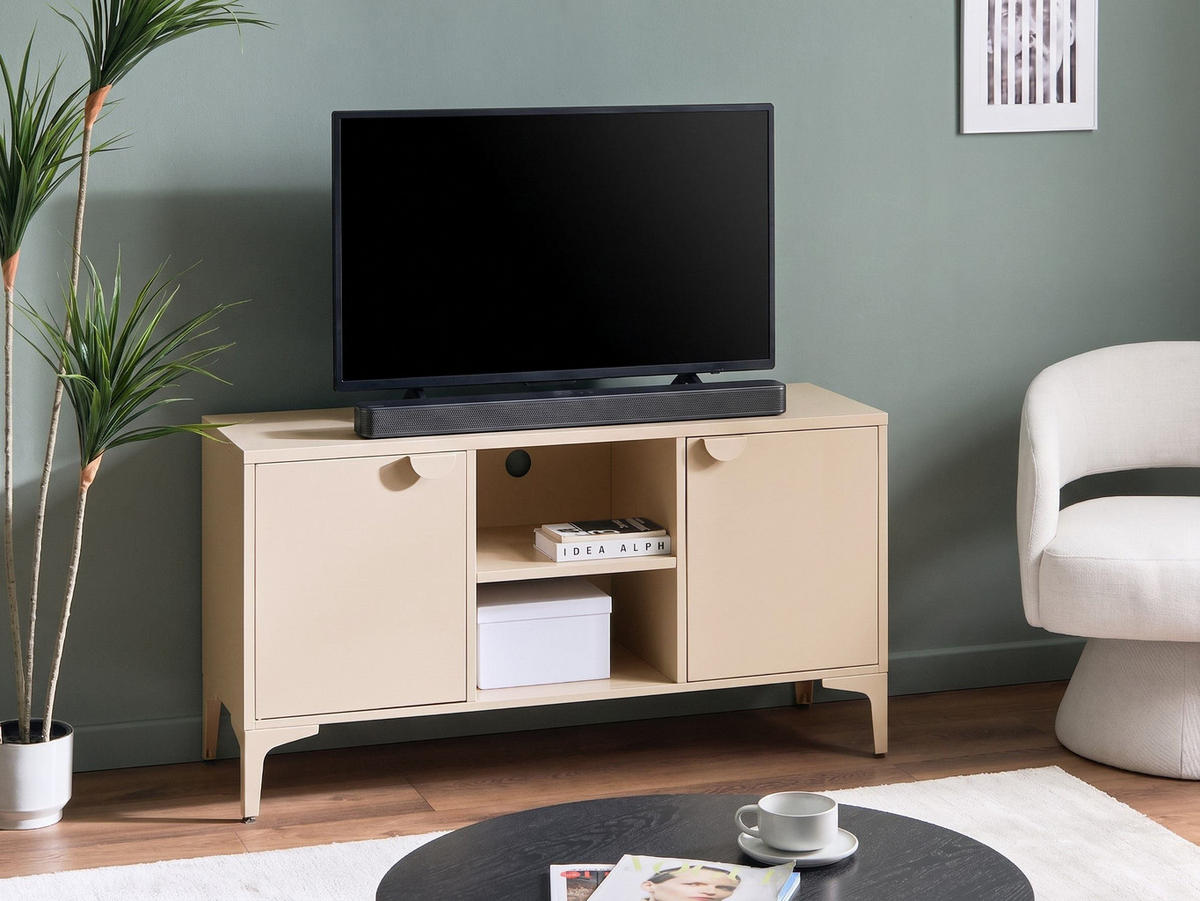 TV STOLEK Kov Béžový Ardura - béžová, kov (120/64/40cm) - Beliani