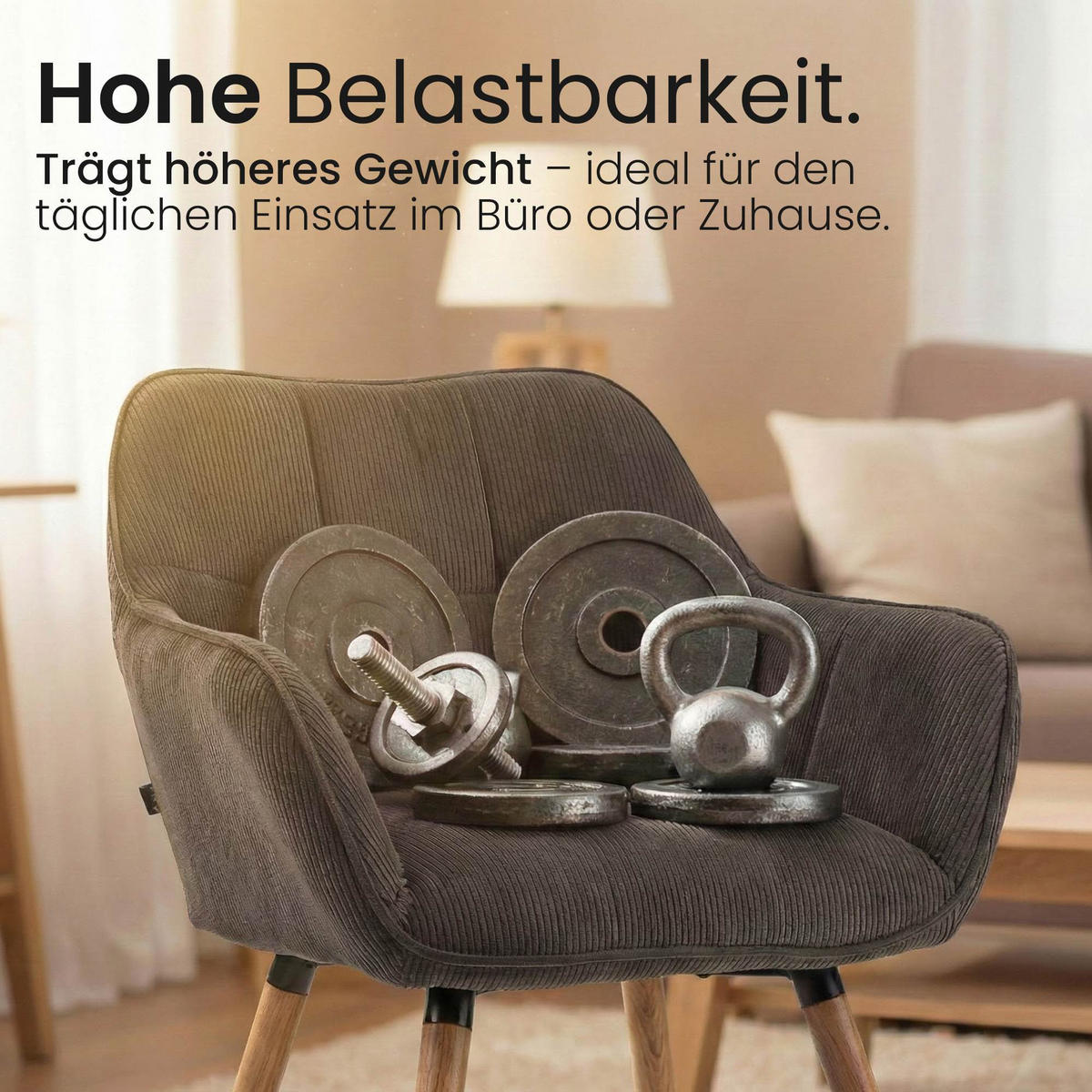 ESSZIMMERSTUHL Cord Braun - Eukalyptusholzfarben/Braun, Holz/Textil (65/82/64cm) - CLP